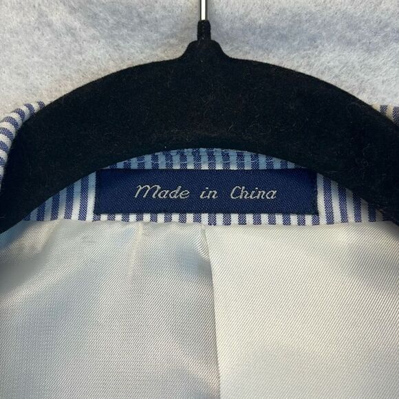 ALAN FLUSSER Blazer Suit Jacket Men's Size 46L Navy White Striped Notched Lapel - Picture 3 of 12